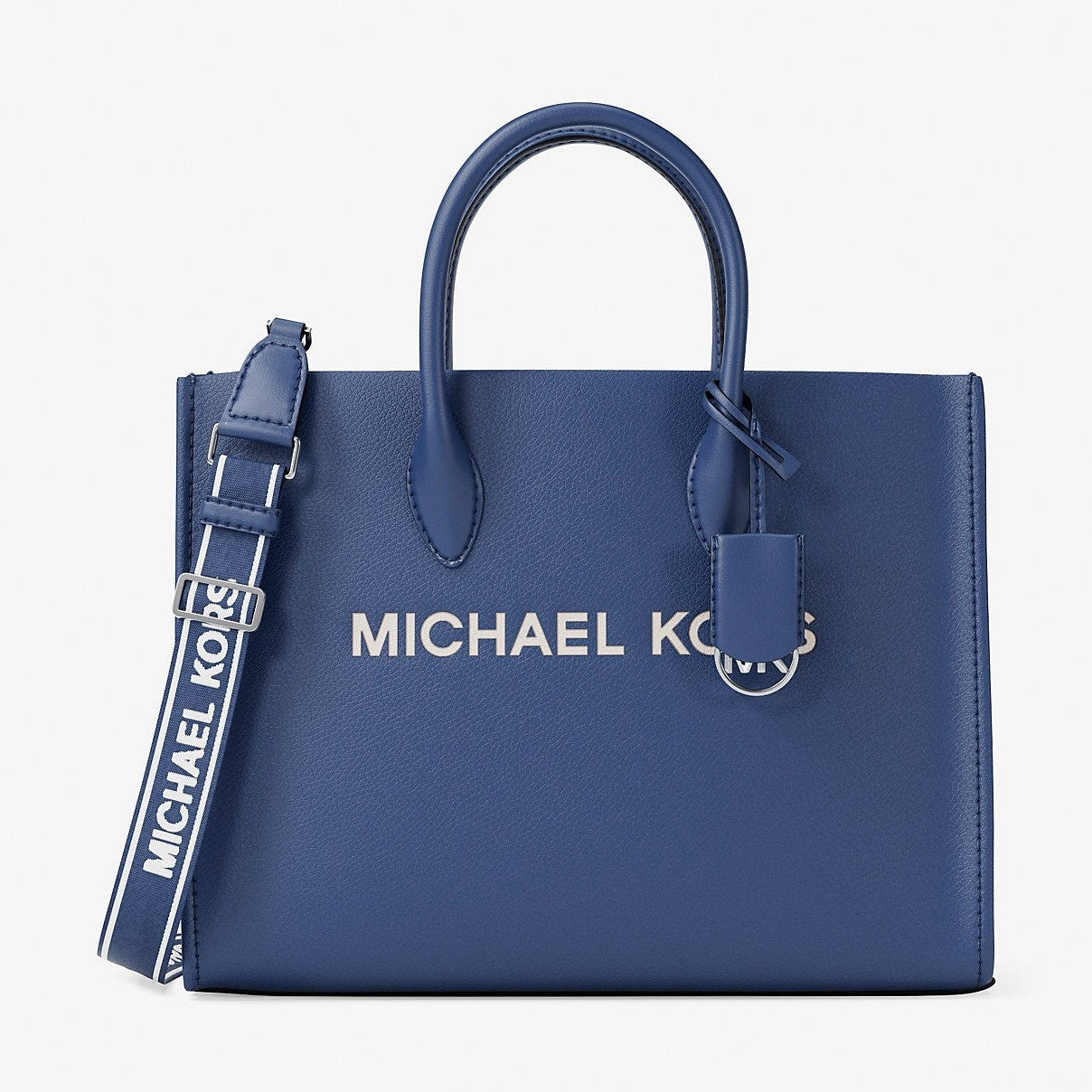 Michael Kors Mirella Medium Pebbled Leather Tote Bag Galaxy Blue