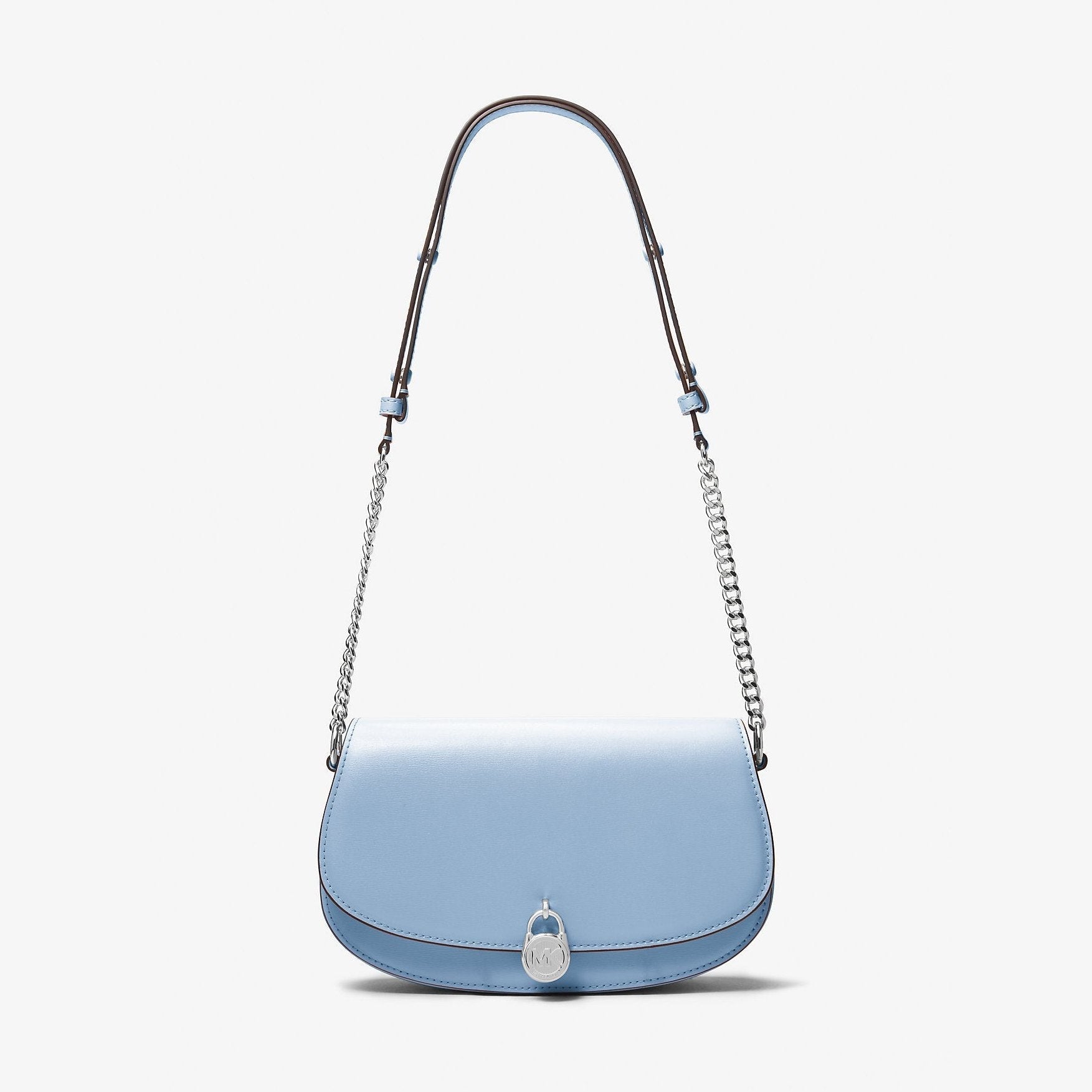 Michael Kors Mila Medium Leather Messenger Bag Light Sky