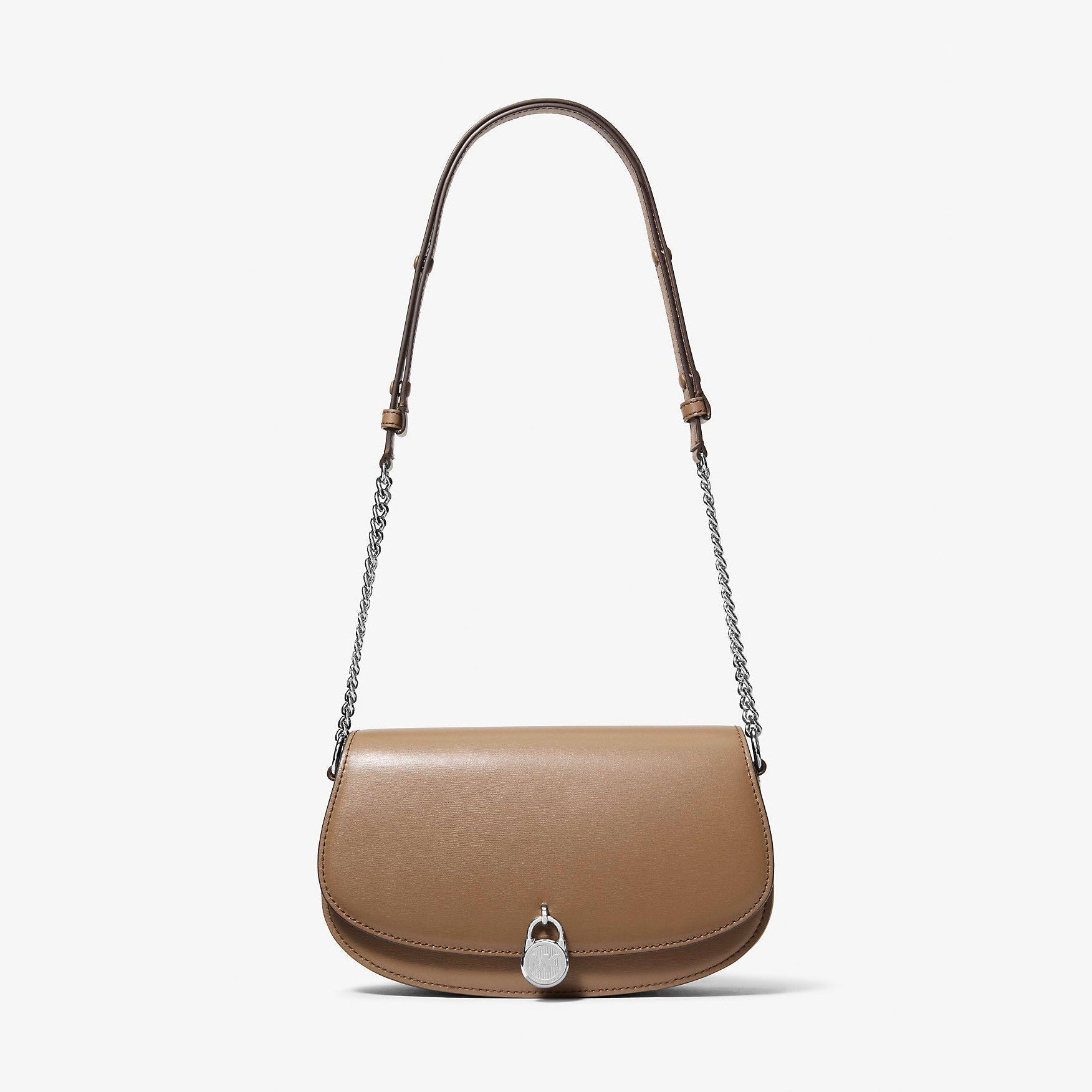 Michael Kors Mila Medium Leather Messenger Bag Driftwood