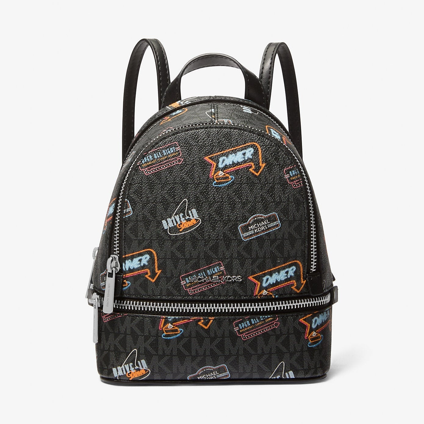 Michael Kors Rhea Extra-Small Printed Signature Logo Backpack Black