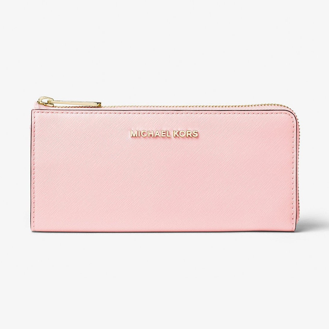 Michael Kors Jet Set Travel Large Saffiano Leather Quarter-Zip Wallet Powder Blush