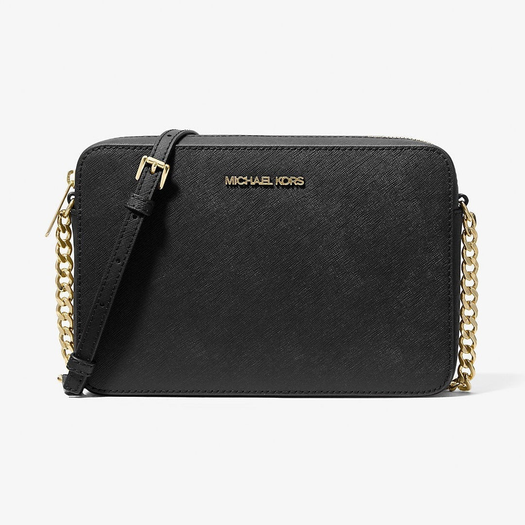 Michael Kors Jet Set Large Saffiano Leather Crossbody Bag Black