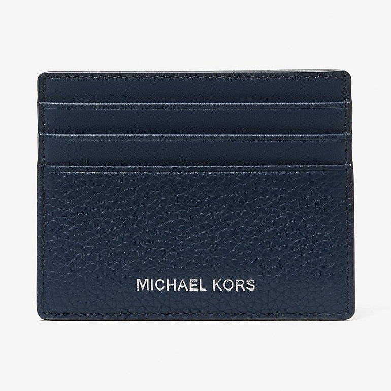 Michael Kors Cooper Pebbled Leather Tall Card Case Navy