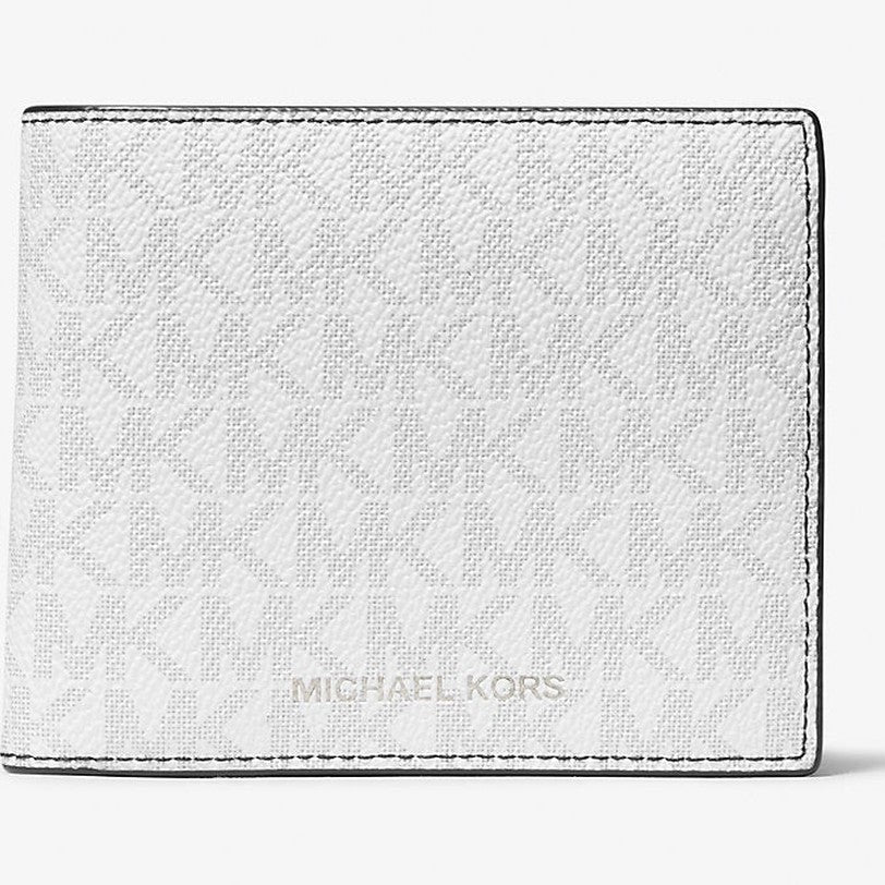 Michael Kors Cooper Logo Billfold Wallet With Coin Pouch Bright Wht