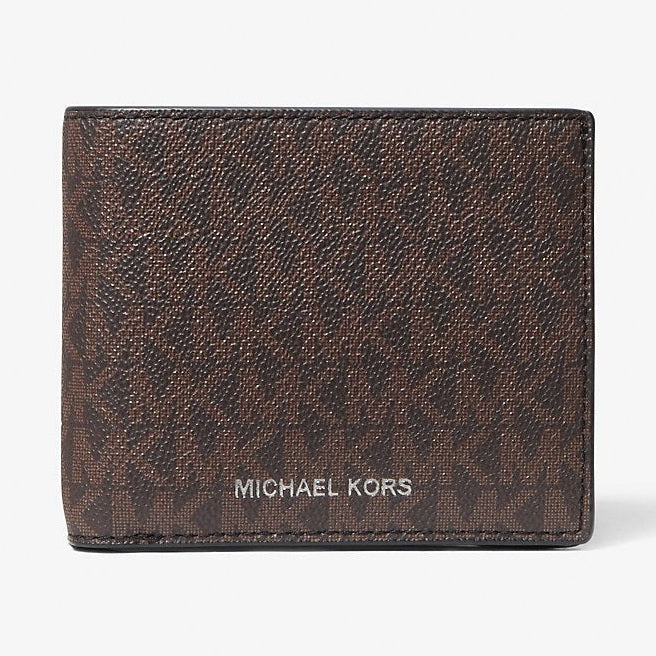 Michael Kors Cooper Logo Billfold Wallet With Passcase Brown-Black