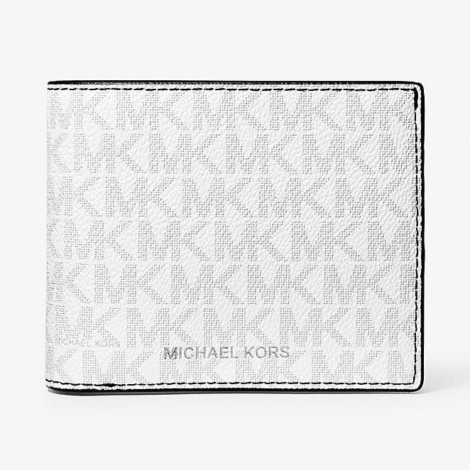 Michael Kors Cooper Logo Billfold Wallet With Passcase Bright Wht