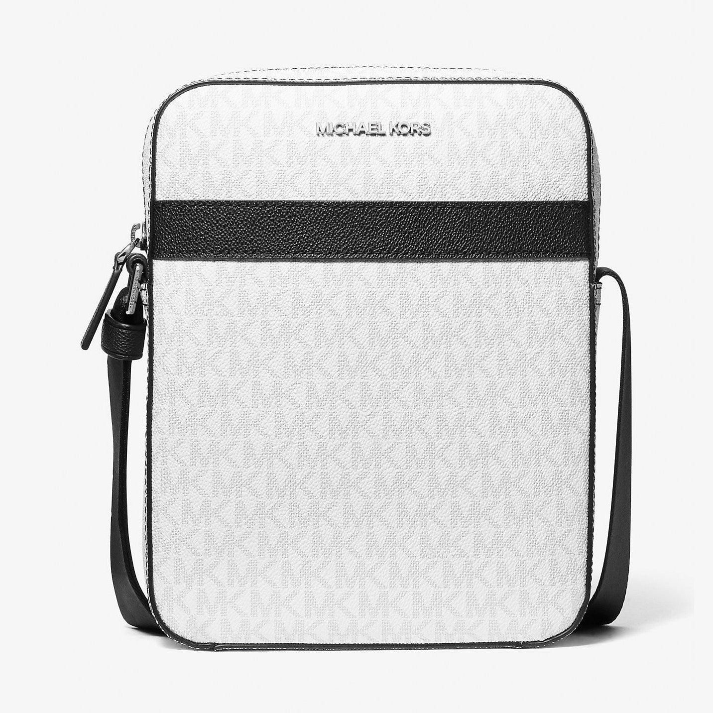 Michael Kors Cooper Signature Logo Flight Bag Bright Wht