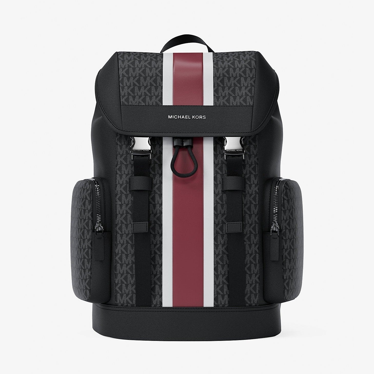 Michael Kors Cooper Medium Striped Signature Logo City Backpack Cherry