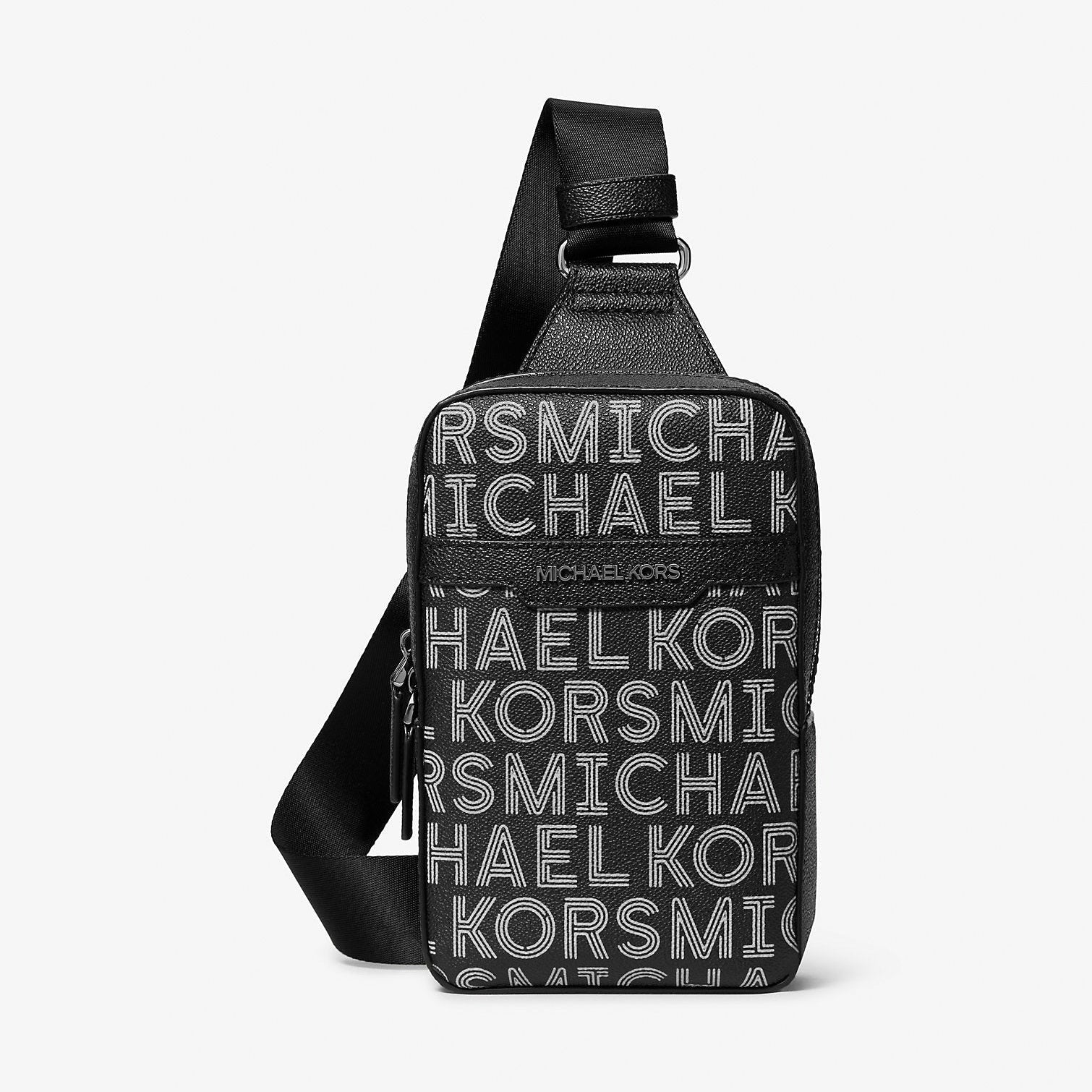 Michael Kors Cooper Medium Graphic Logo Sling Pack Bright Wht