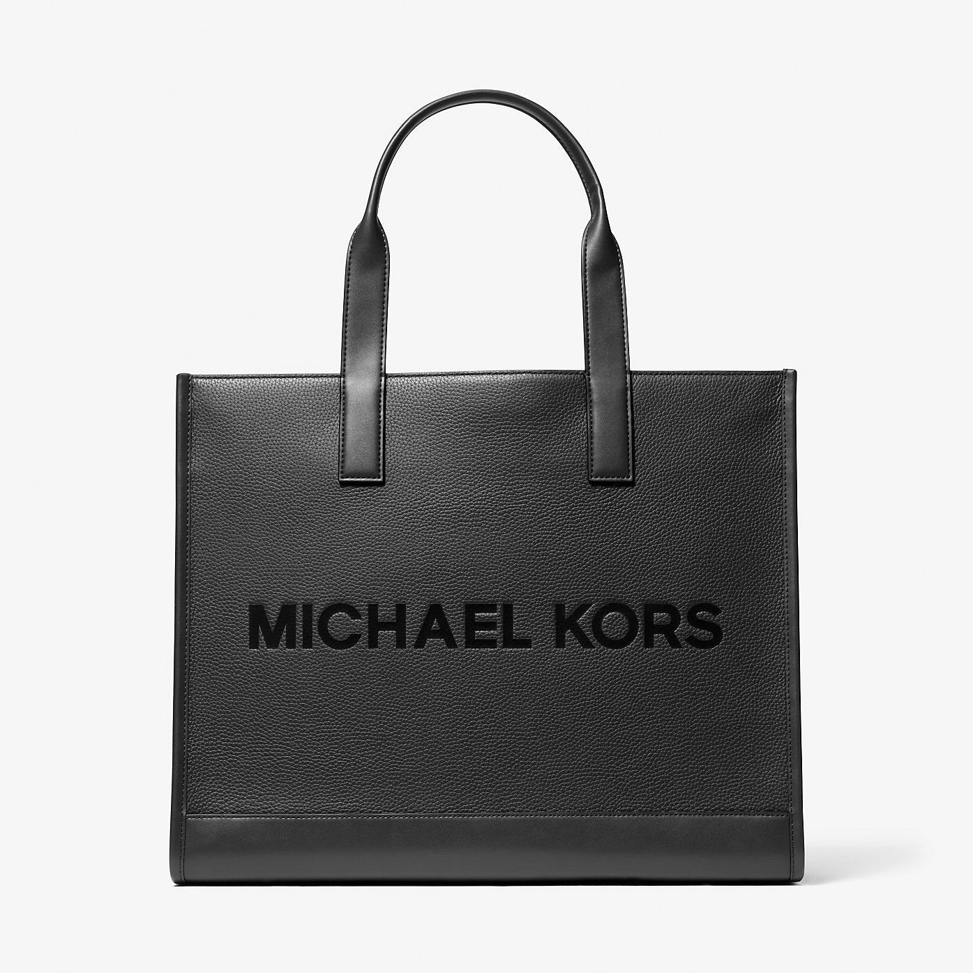 Michael Kors Cooper Logo Embossed Pebbled Leather Tote Bag Black