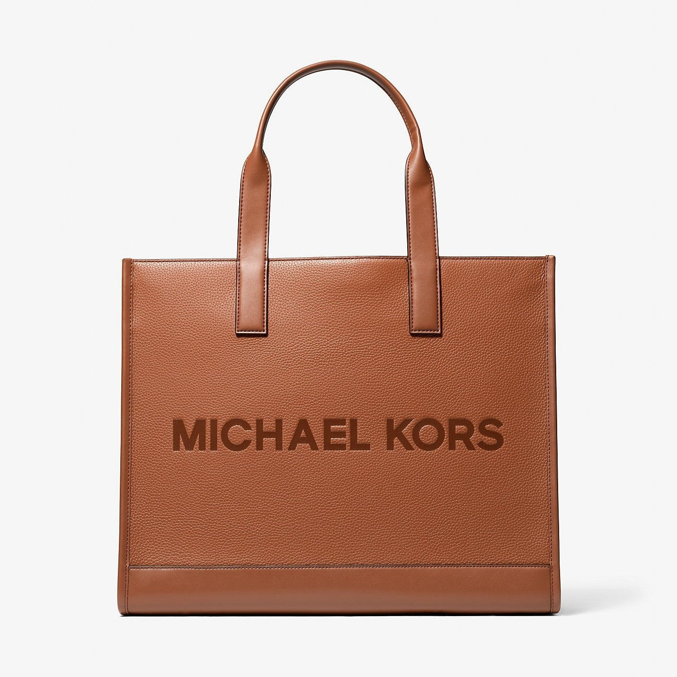 Michael Kors Cooper Logo Embossed Pebbled Leather Tote Bag Luggage