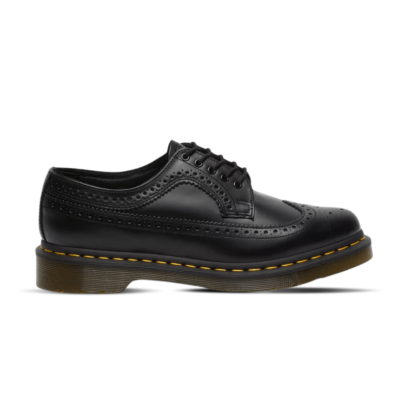 Dr Martens 3989 Yellow Stitch Smooth Leather Brogue Shoes Black