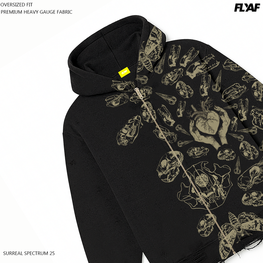 FRACTURED PULSE ZIPPER HOODIE (BLACK)