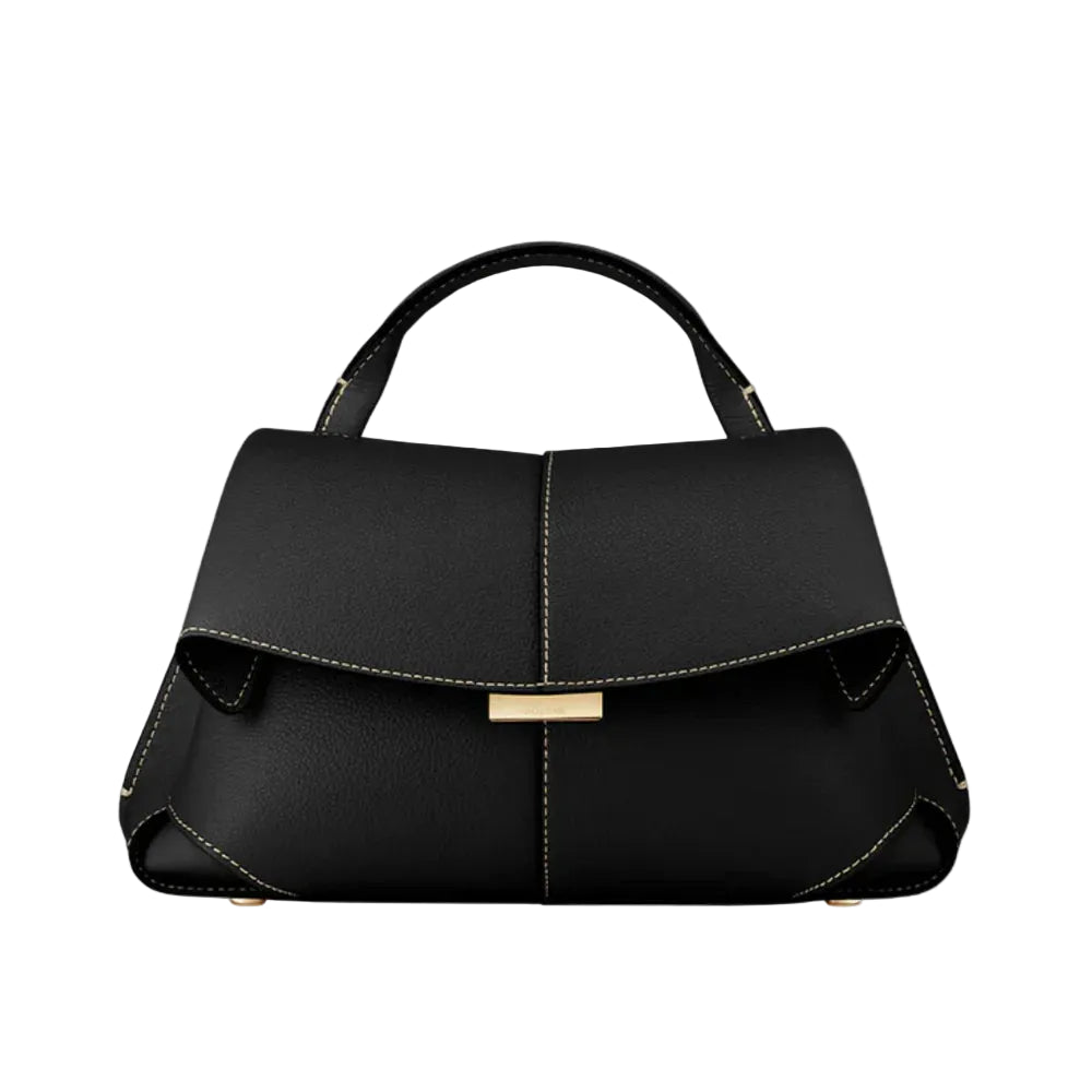 Polene Mokki Mini Edition Textured Black with Ecru Stitching