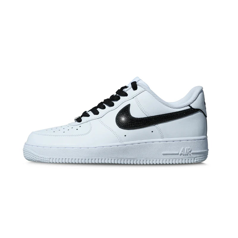 Nike Air Force 1 Low BLACK AND WHITE CRYSTAL SWOOSH