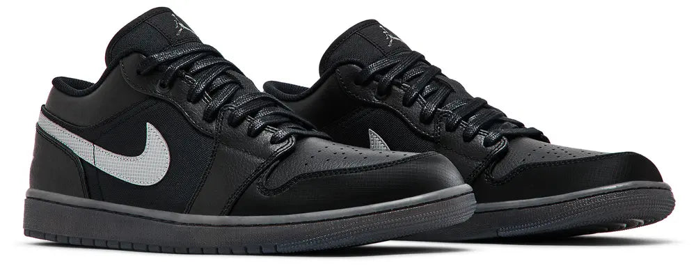 Jordan 1 Low Black White Dark Smoke Grey (REFLECTIVE SWOOSH)