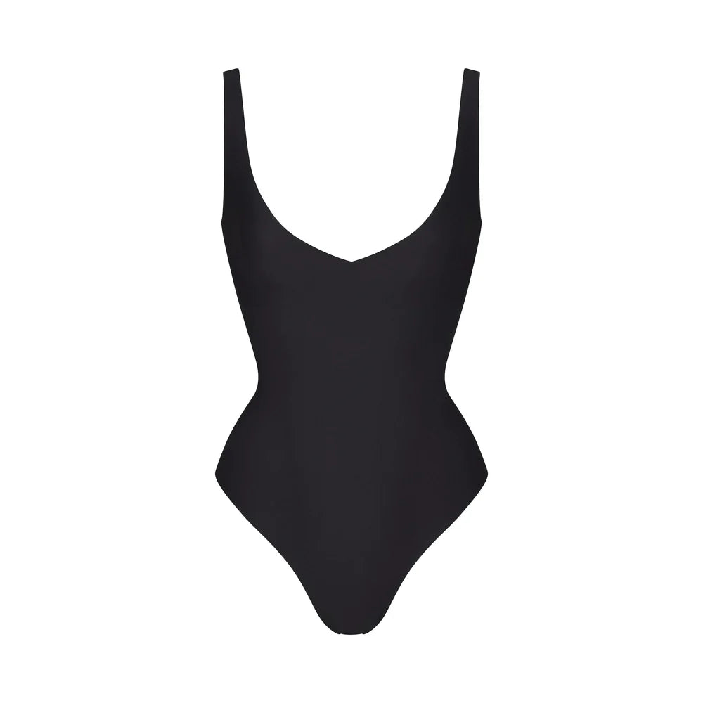 Skims Skims Body Unlined Plunge Thong Bodysuit Onyx