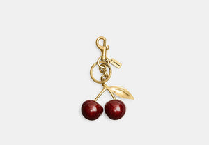 Cherry Bag Charm - Brass/Red Apple