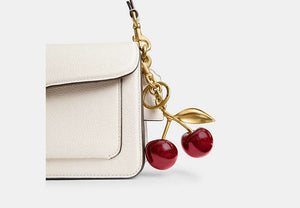 Cherry Bag Charm - Brass/Red Apple