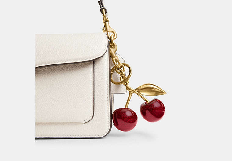 Cherry Bag Charm - Brass/Red Apple