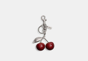 Cherry Bag Charm - Silver/Red Apple