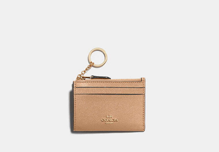 Mini Skinny ID Case In Signature Chenille - Gold/Taupe