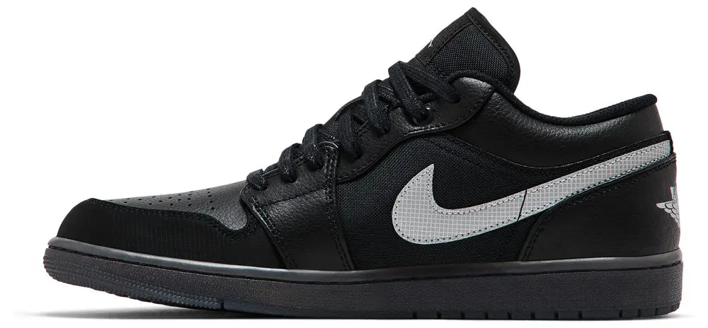 Jordan 1 Low Black White Dark Smoke Grey (REFLECTIVE SWOOSH)
