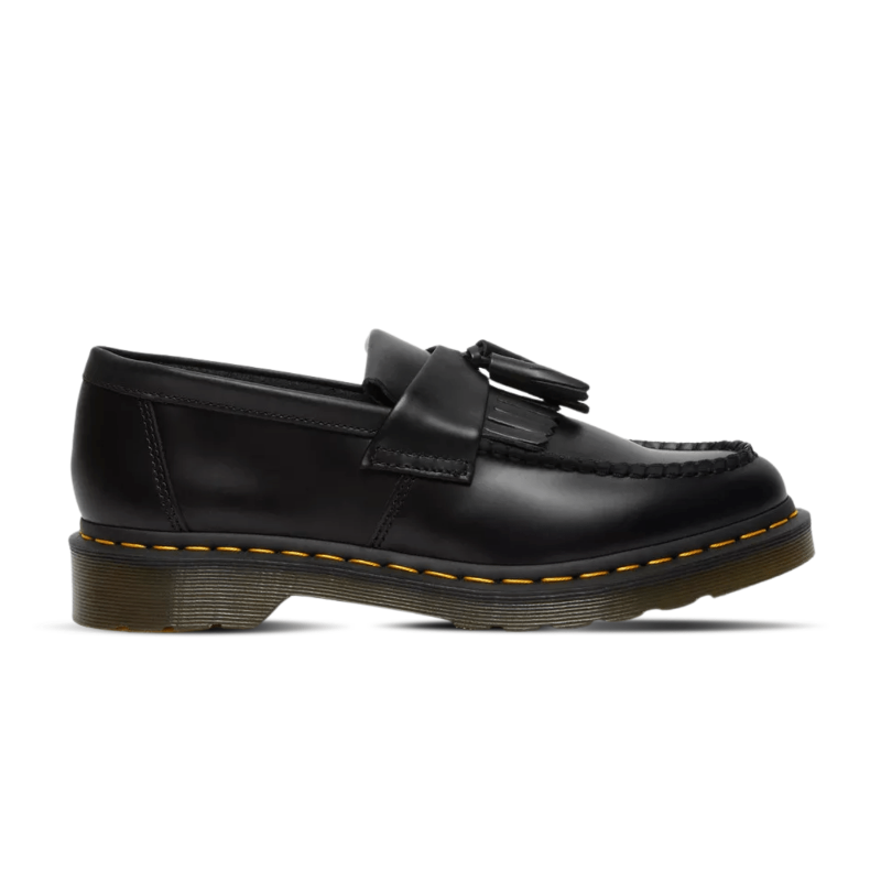 Dr Martens Adrian Yellow Stitch Leather Tassel Loafers Black
