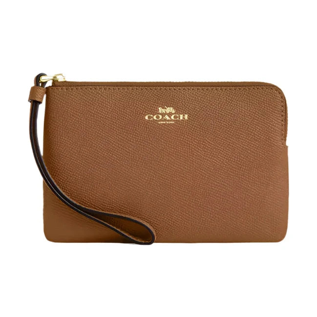 COACH Corner Zip Wristlet Im/Honey Brown