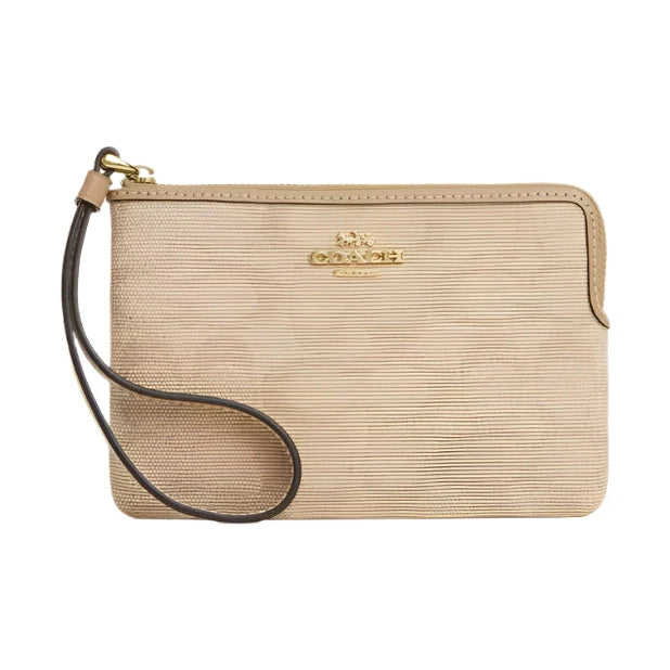 COACH Corner Zip Wristlet With Signature Canvas Im/Dark Natural Multi