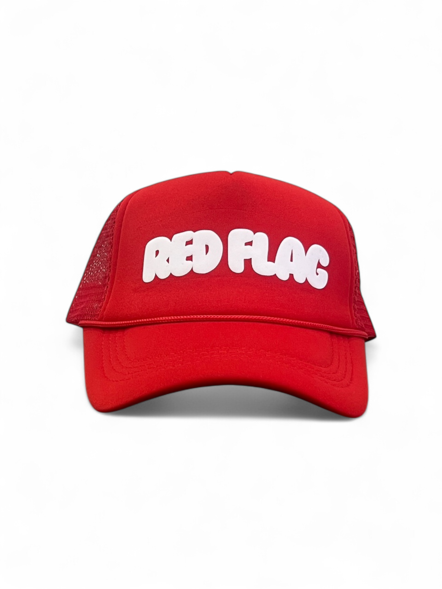 Red cap with 'RED FLAG' text on a white background