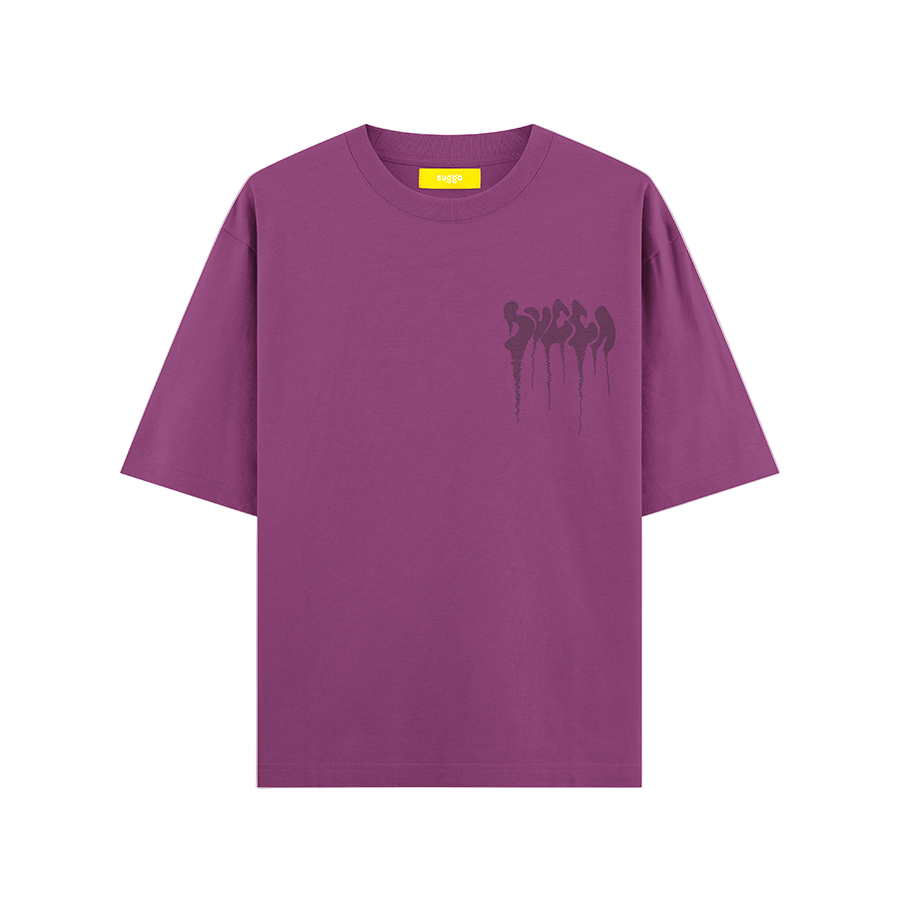Fake Patch Tshirt in Grape Regular Fit