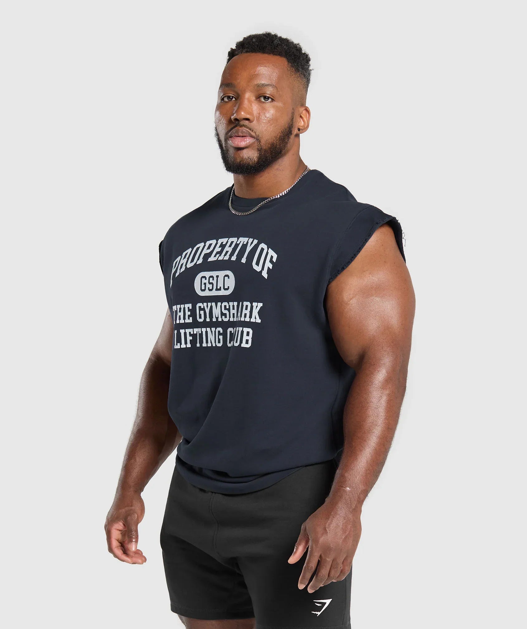 Gymshark Graphic Cut Off T-Shirt - Heavy Blue