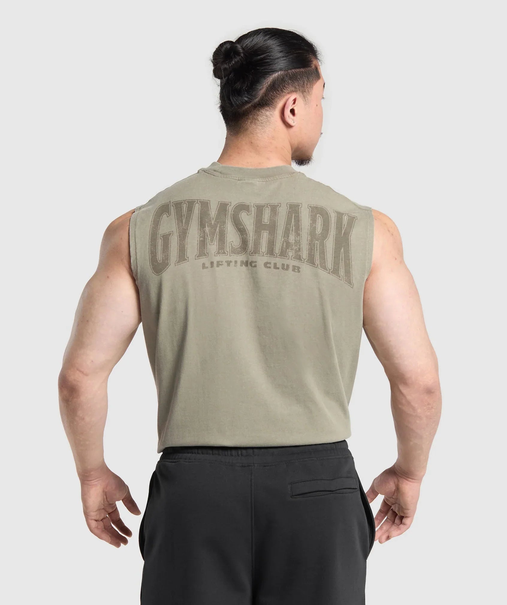 Gymshark Heritage Washed Cut Off Tank - Utility Green/Acid Wash Small Ball