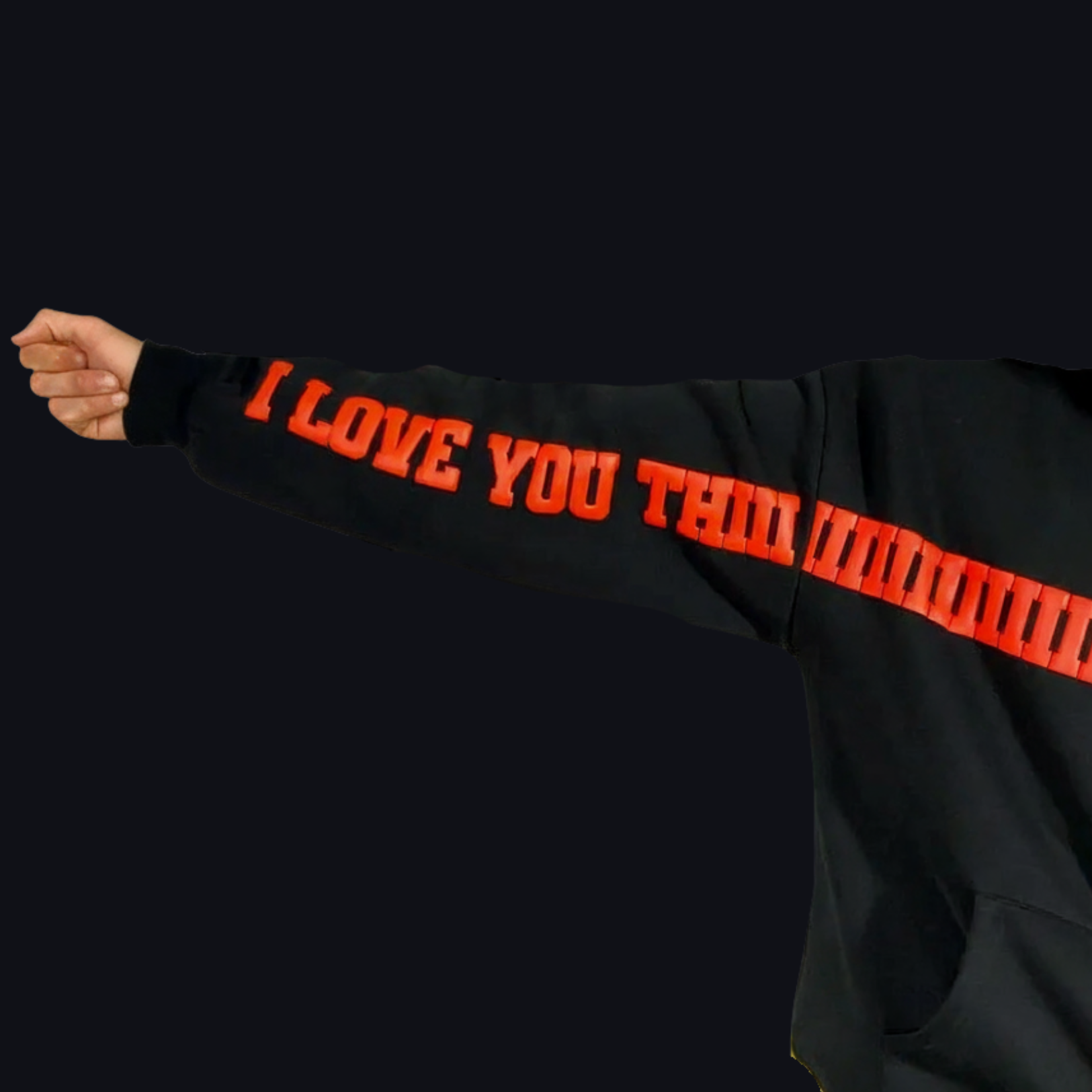 I LOVE YOU THIIIIIIS MUCH Black Hoodie