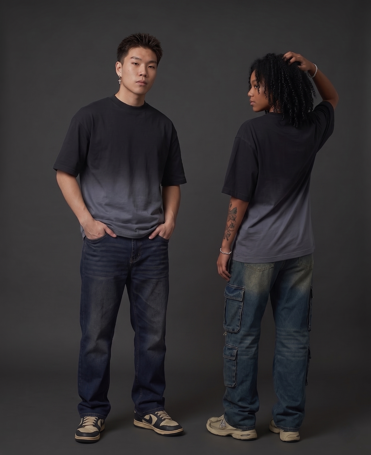 Black Ombre Boxy Fit Tee