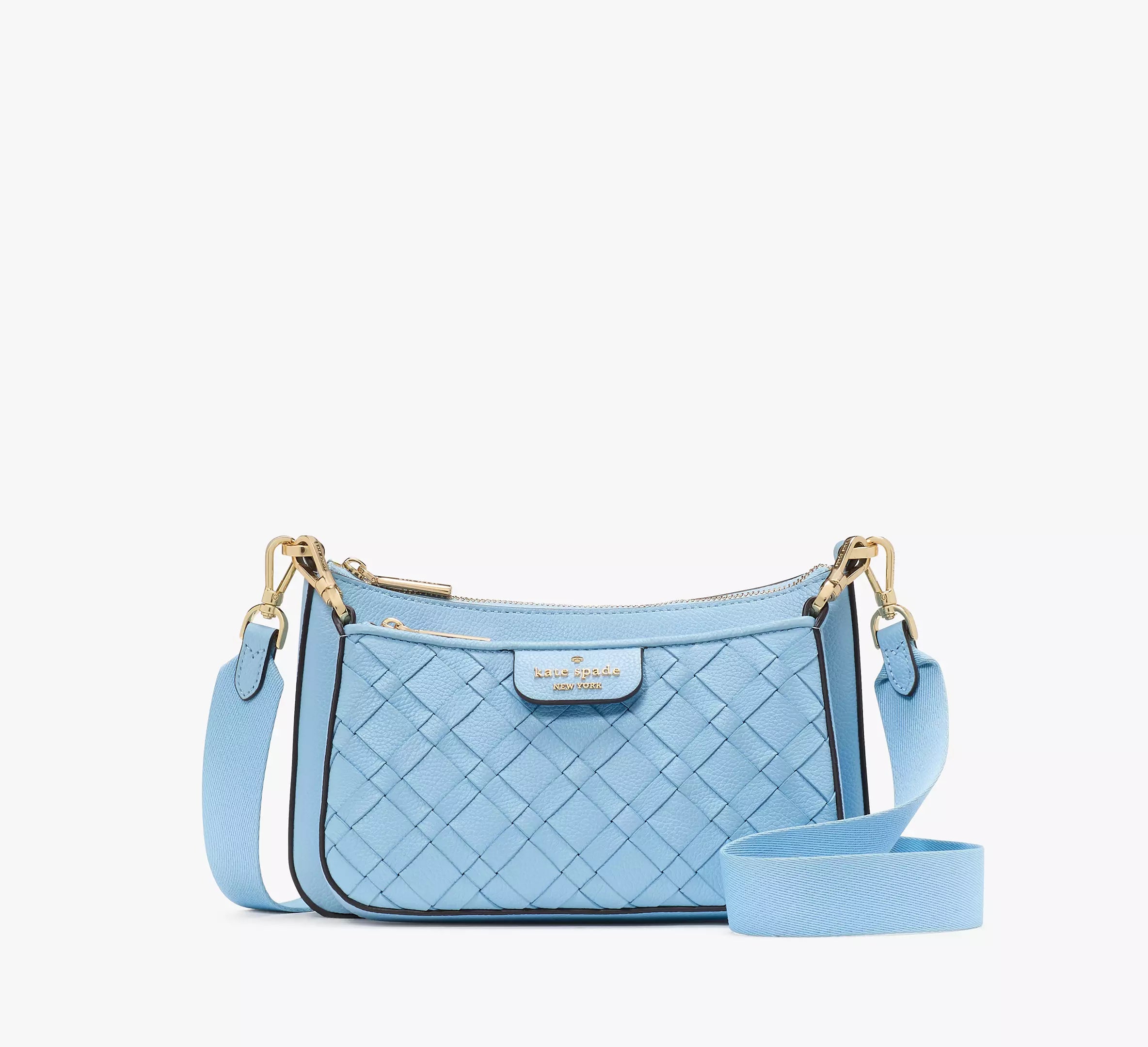 Kate Spade Duet Woven Leather Crossbody 'Montauk Blue'