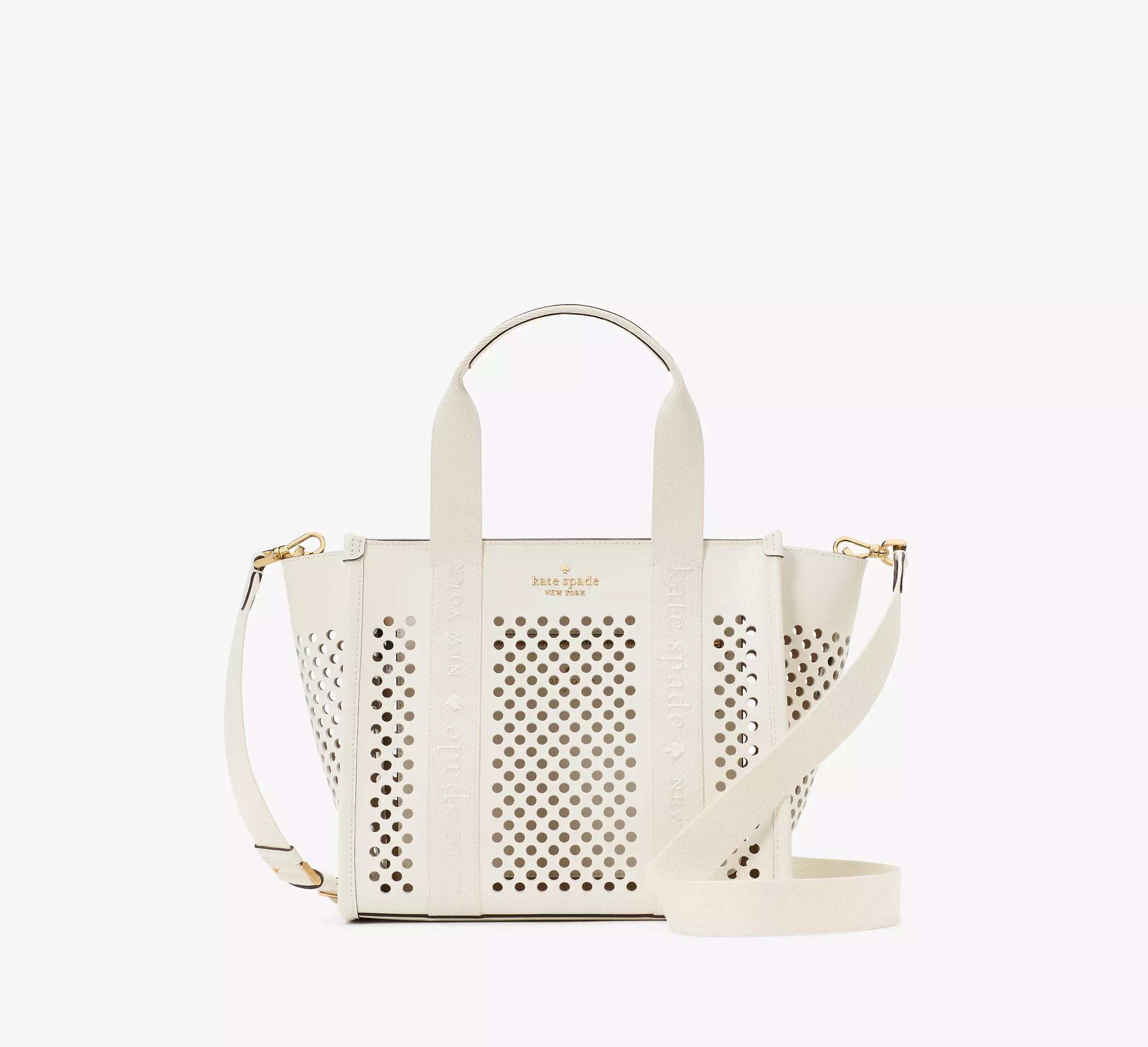Kate Spade Kip Perforated Leather Large Tote Meringue