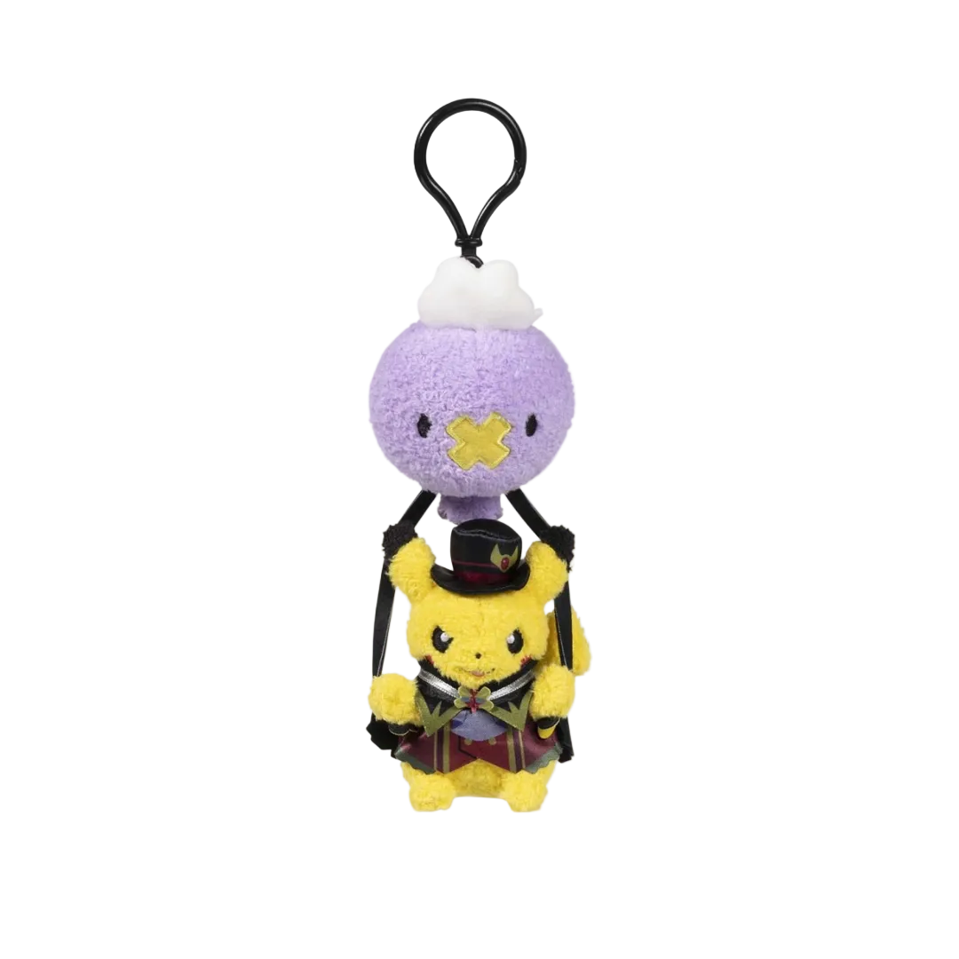 POKEMON CENTER: PIKACHU AND DRIFLOON HALLOWEEN GHOST CHATEAU POKE PLUSH KEY CHAIN