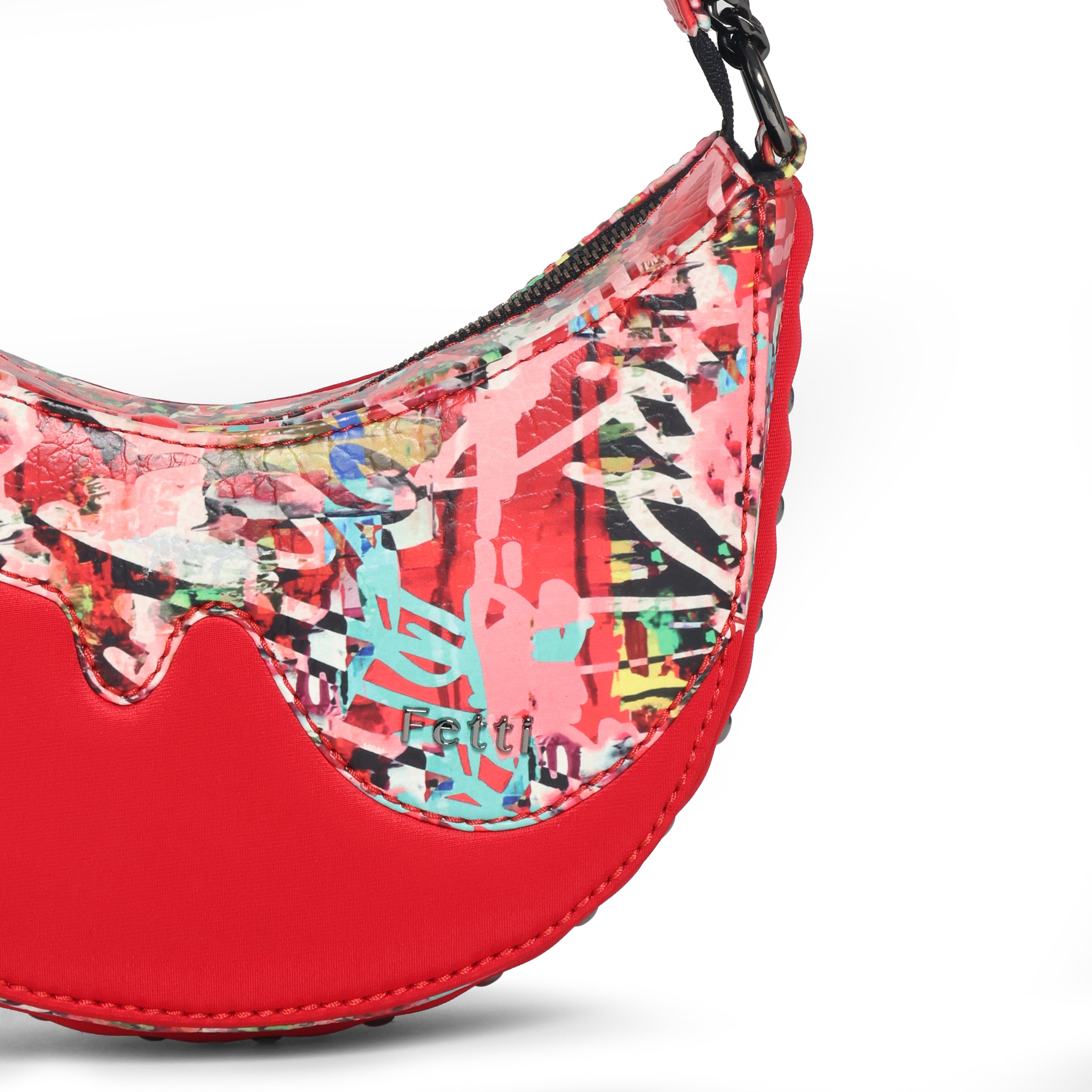 The Graffiti Shoulder Half-Moon Bag - Fetti