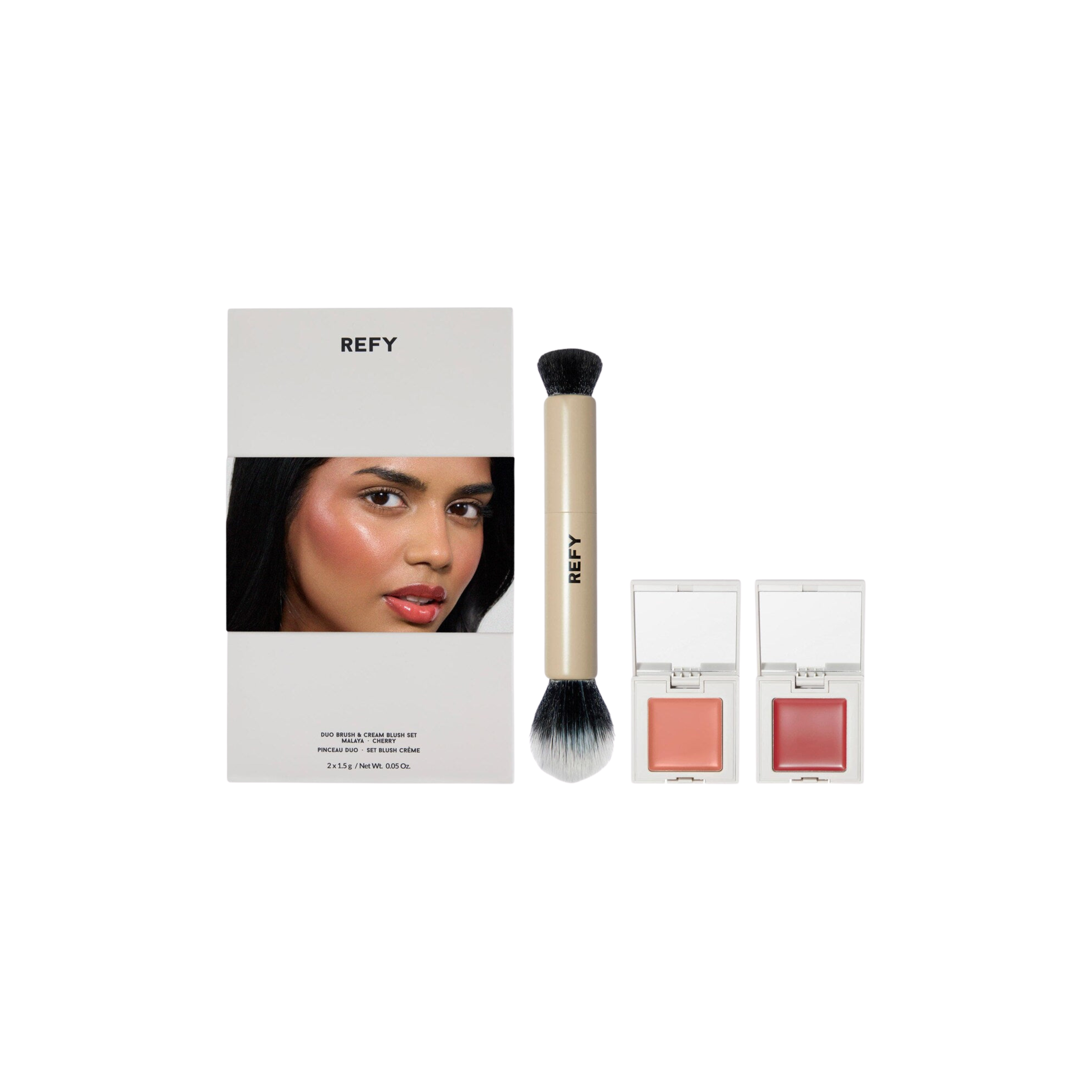 REFY Cream Blush Duo with Duo Face Brush Gift Set