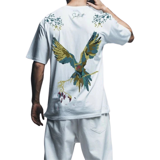 VIVIDLY PARROT WHITE OVERSIZED T-SHIRT