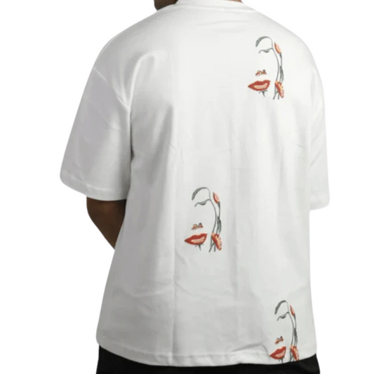 White Flower Face Tshirt