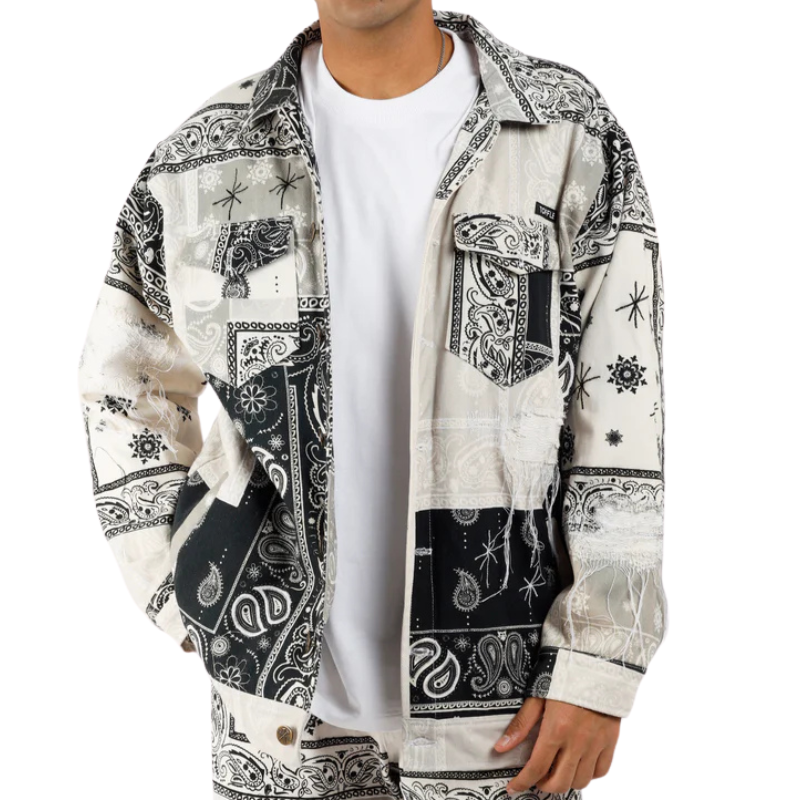 Distressed Black Paisley Jacket