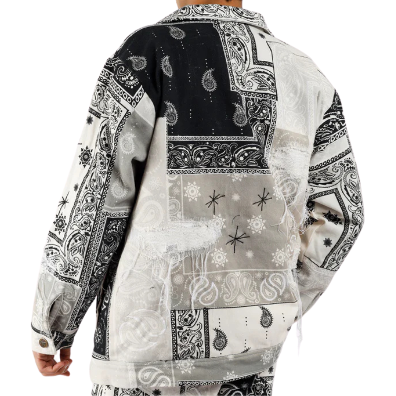 Distressed Black Paisley Jacket