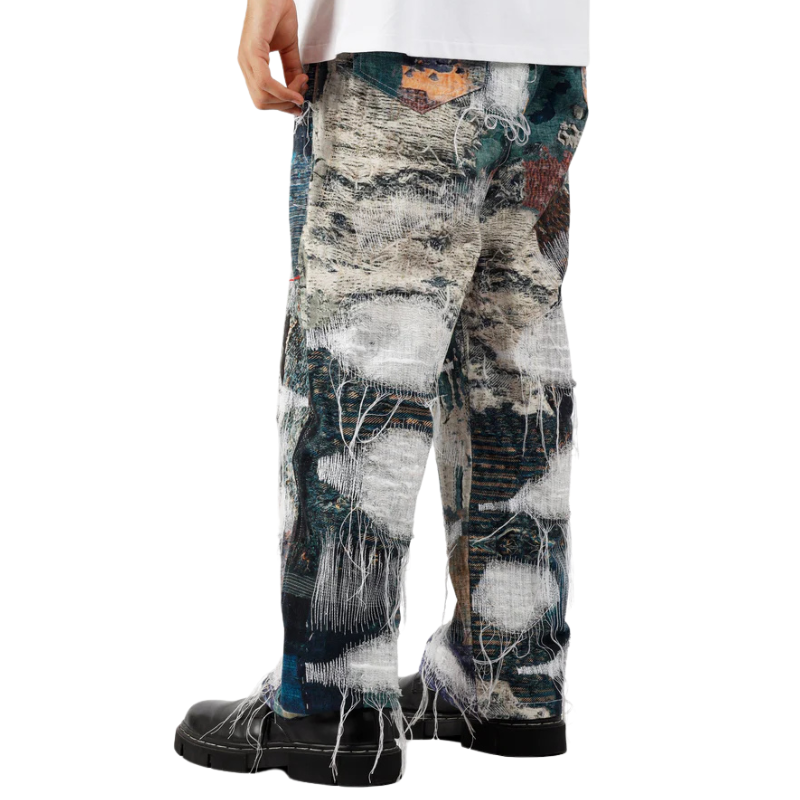 Distressed Sashiko Jeans