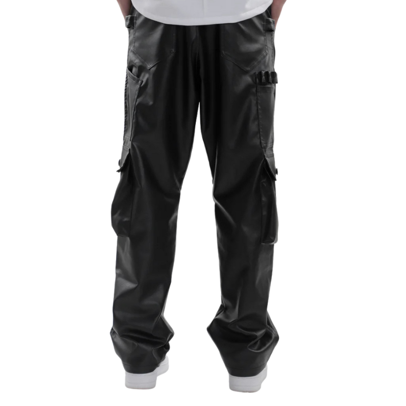 Black Leather Carpenter Pants