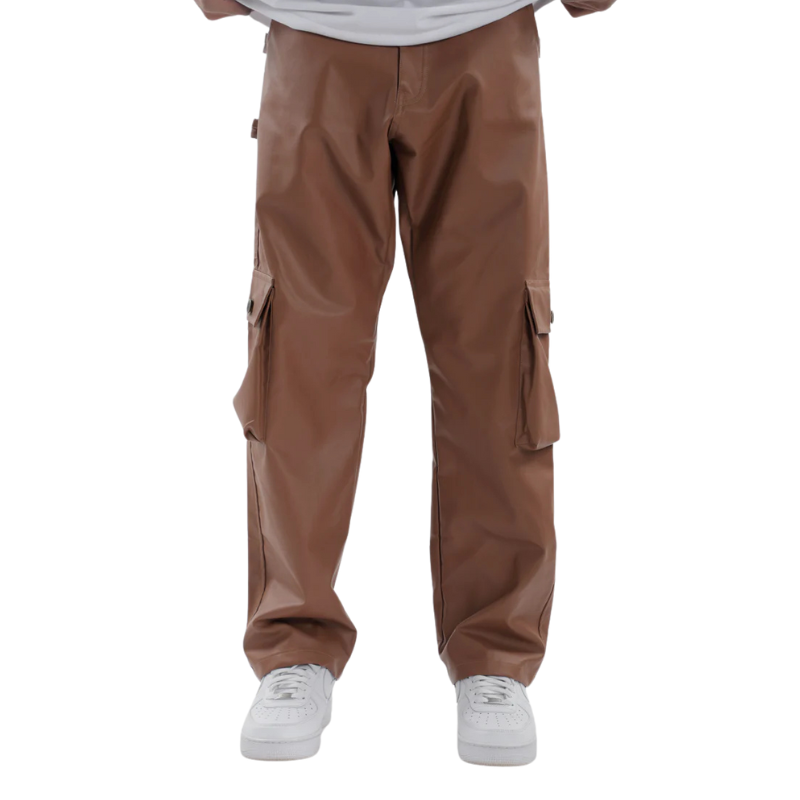 Brown Leather Carpenter Pants