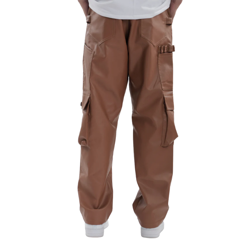 Brown Leather Carpenter Pants