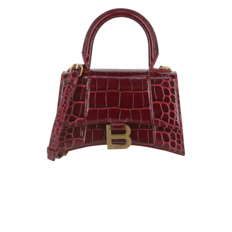 Balenciaga Hourglass Xs Top Handle Dark Red